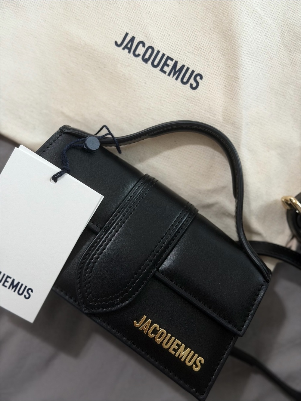 Jacquemus Black Le Chiquito Replica Mini Top-Handle Bag with Gold Logo